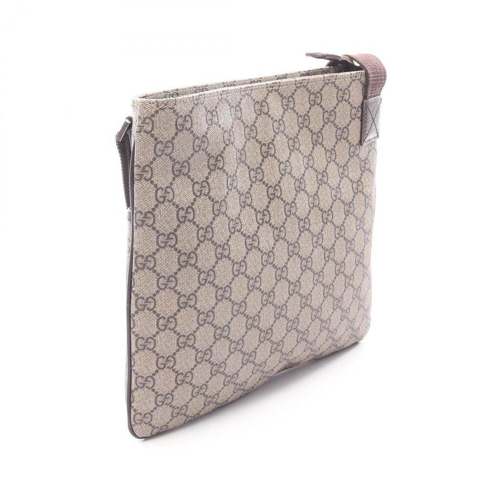 Gucci Brown Supreme Beige Bag Leather Canvas Shoulder GG Brown Tan